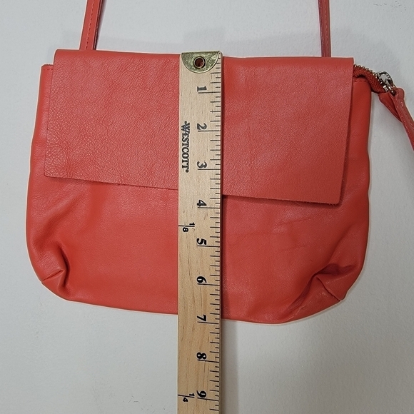Artisanal Mini Crossbody Bag Boho Supple Leather Coral Non Adjustable Thin Strap - Picture 10 of 11